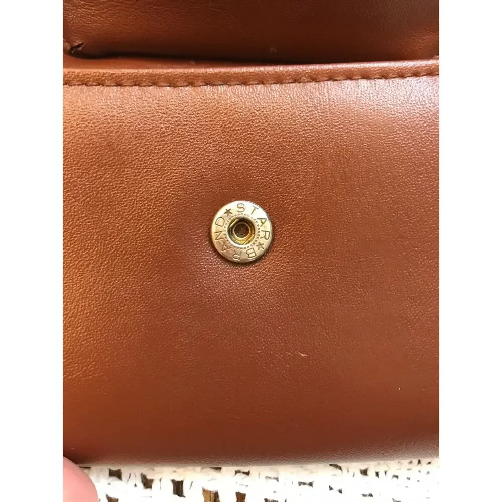 Vintage Avon Star Brand Clamshell Fold Out Dark Brown Cognac Coin Wallet